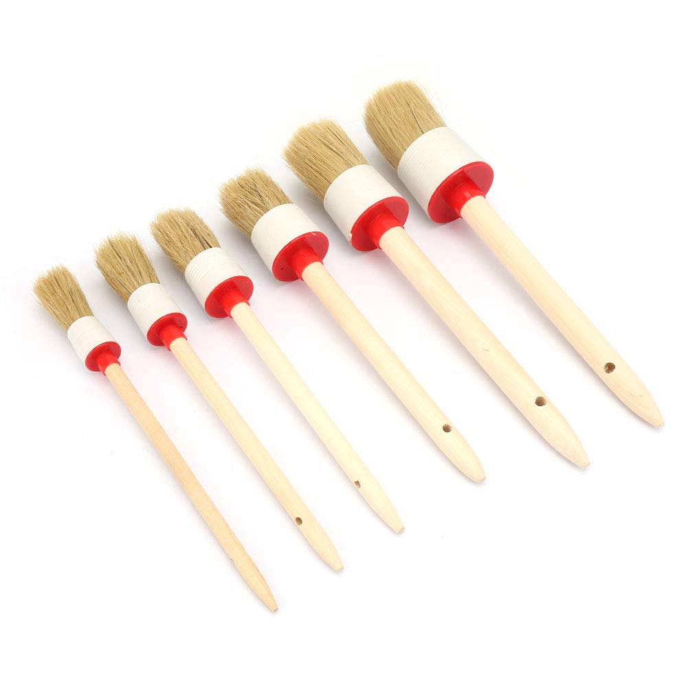 6Pcs Detailing Paint Brushes Set - Professional Chalk & Wax Brushes for Furniture Finishing, DIY Crafts & Home Decor Projects
