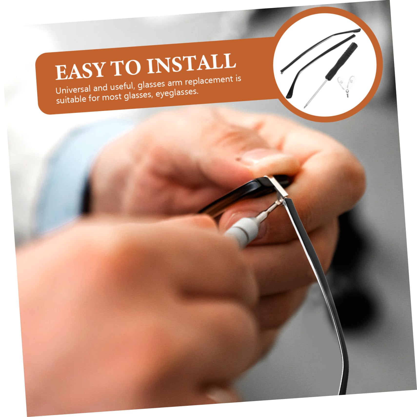 KOMBIUDA 1 Pair Replacement Glasses Temples - Eyeglass Frame Repair Kit with Plastic Ear Clips & Crystal Accessories - Perfect for Broken Glasses Legs Replacement & DIY Eyewear Fixing at Home or Office