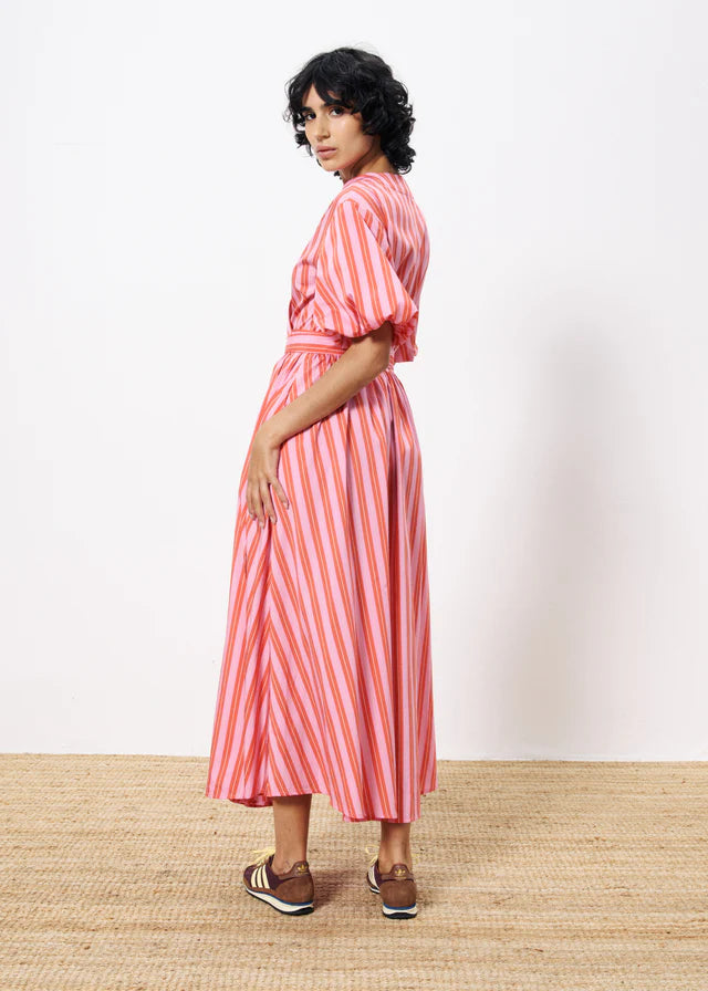 Edmonise Maxi Wrap Dress for Women - Flowy Long Sleeve Pink Dress for Casual, Office & Date Night | Plus Size Options Available