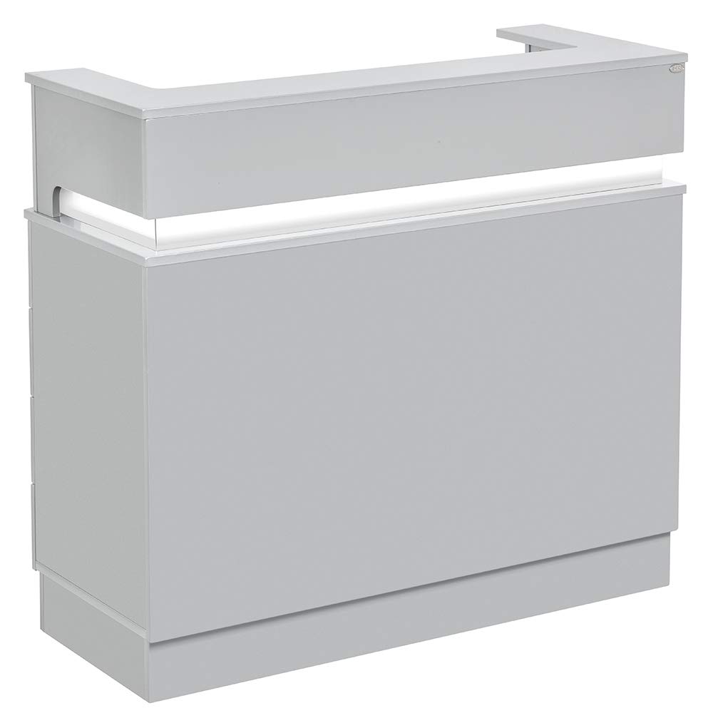 Langara Silver Grey LED Lighted Reception Desk - Modern Office Counter for Lobby, Waiting Area & Front Desk (Professional Reception Lighting Solution)