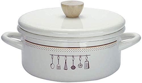 Japanese Style Enameled Clay Pot with Lid - White Casserole for Cooking, Onion Soup, Korean Bibimbap & Broth | Perfect for Stovetop, Oven & Table Serving