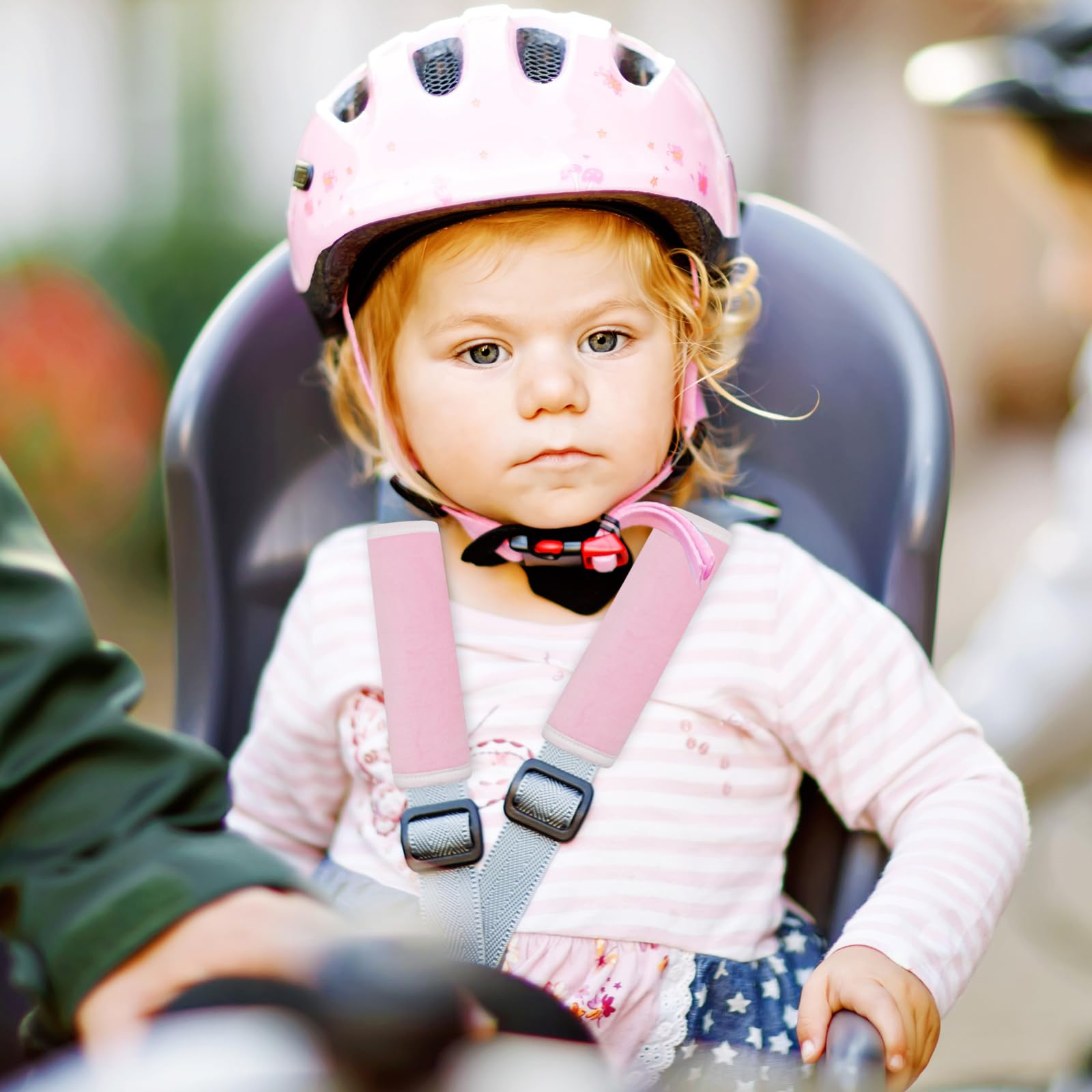 2-Pack Baby Car Seat Belt Cover & Neck Protector - Soft Padded Strap Covers for Infants, Toddlers & Newborns (Pink) | Comfortable & Safe for Long Car Rides, Airplane Travel & Stroller Use