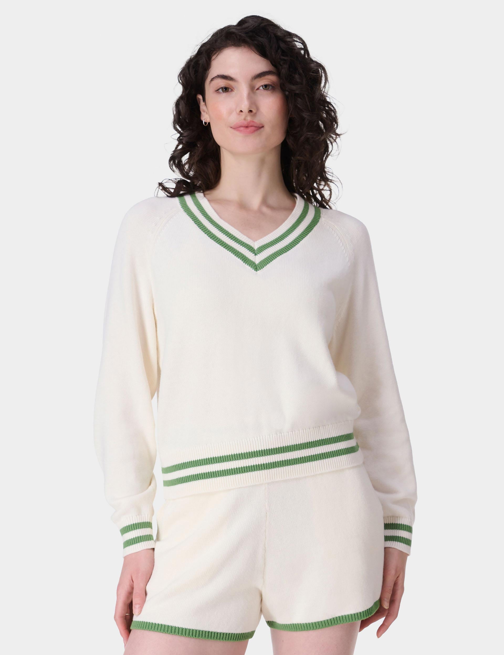 Off Court V Neck Jumper Lily White - Stylish Casual Sweater for Women | Perfect for Everyday Wear, Coffee Dates & Relaxing Weekends