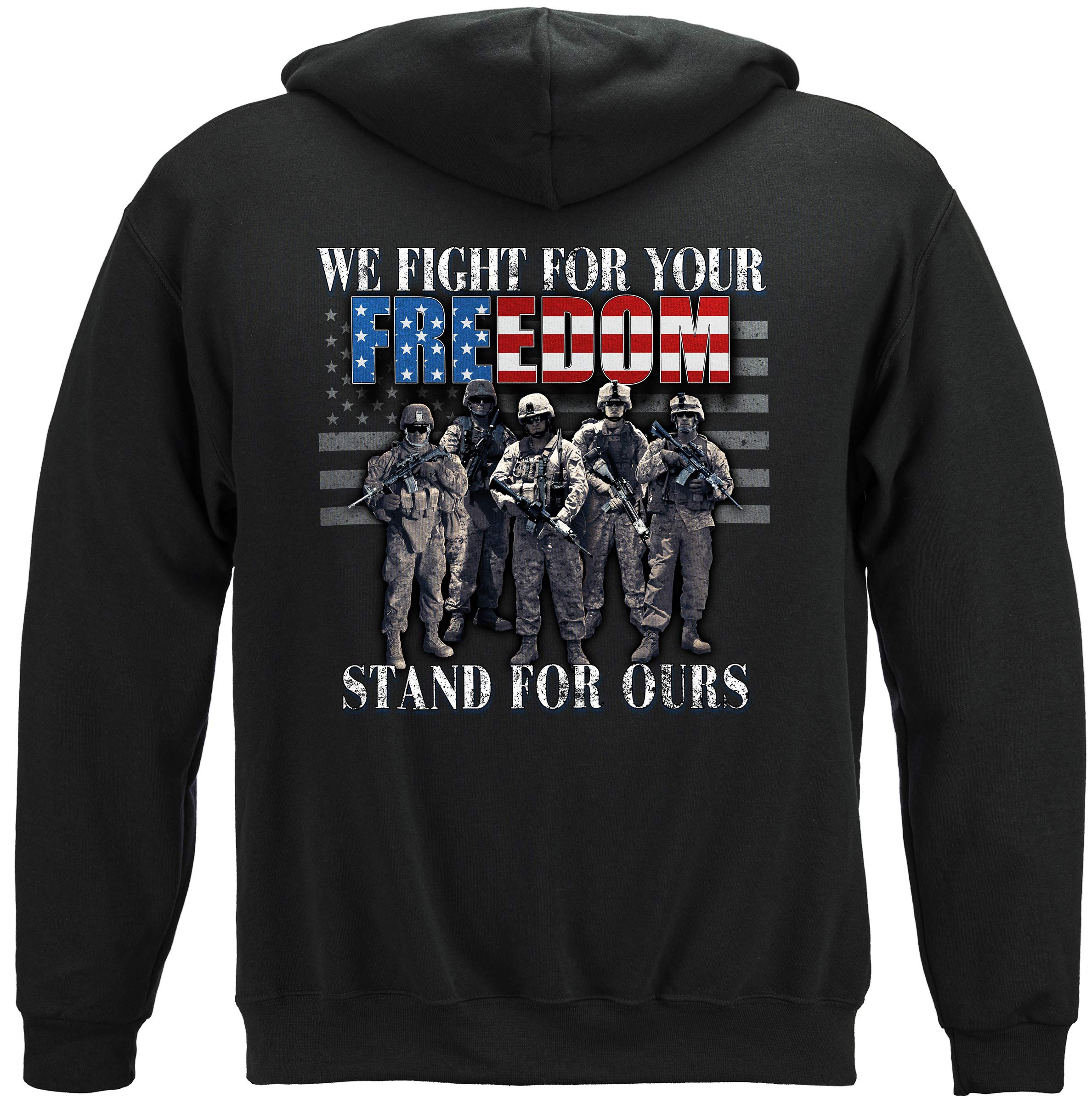 Military Hooded Sweatshirt - Patriotic American Flag Design - Stand for Freedom - MM2378SW - Perfect for Veterans Day, 4th of July & Outdoor Activities