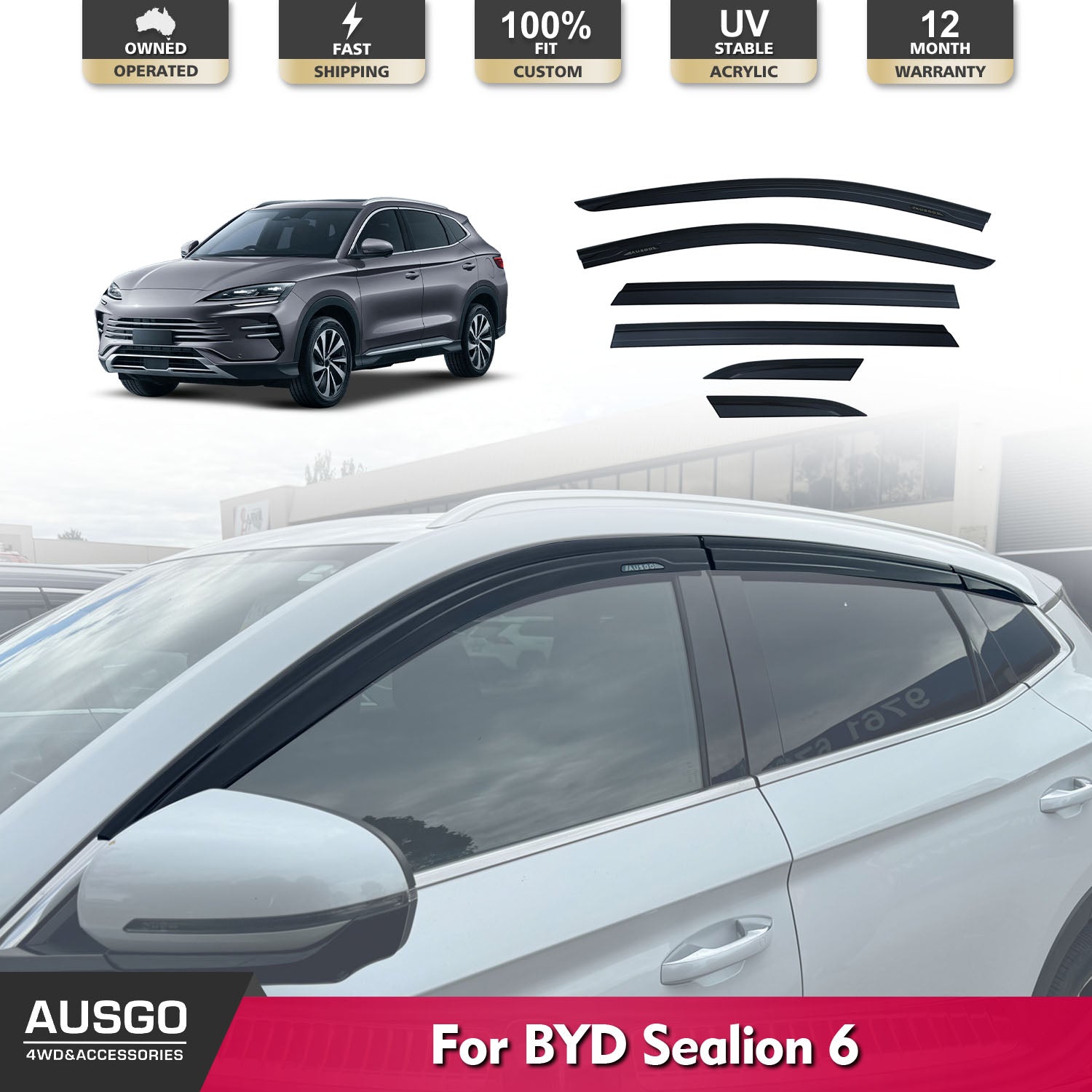 BYD SEALION 6 2024+ Injection Weather Shields - Premium Car Window Protection for All Seasons | Perfect for Rain, Snow & Dust Protection