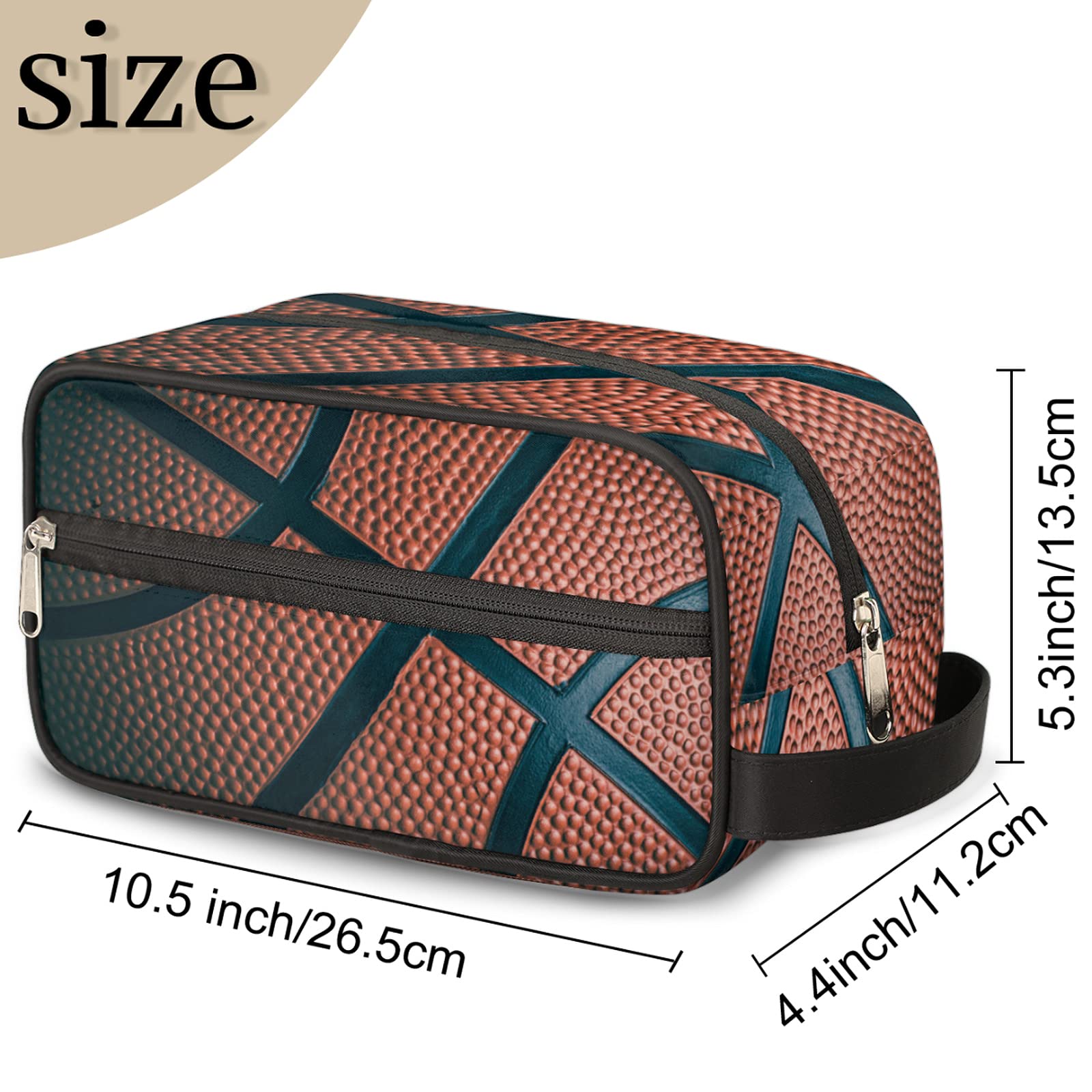 Bardic Unisex-Adult Water-Resistant Basketball Toiletry Bag - Travel Dopp Kit for Men & Women, Lightweight Shaving Bag for Toiletries Accessories - Perfect for Gym, Travel & Sports