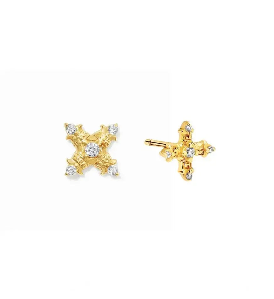 CZ Diamond Stud Earrings for Women - 1 Carat Round Cubic Zirconia Earrings, Hypoallergenic 14K Gold Plated, Perfect for Everyday Wear, Gift Giving & Special Occasions