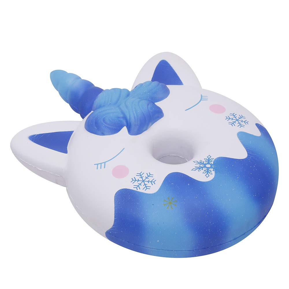 Jumbo Unicorn Donut Squishy - Kawaii Slow Rising Stress Relief Toy for Kids (Blue) - Perfect for Playtime & Relaxation