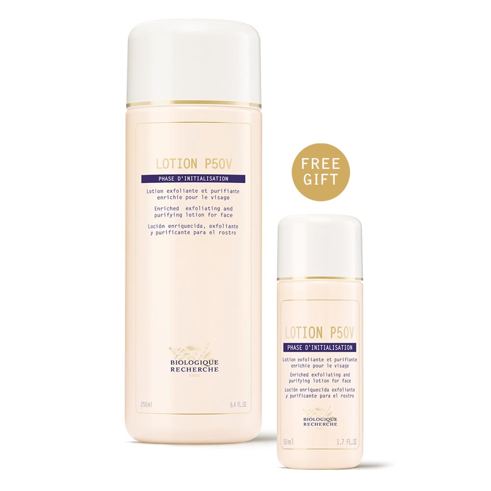 Biologique Recherche Lotion P50 8.4 oz - Exfoliating Facial Toner with Free 1.7 oz Travel Size | Gentle Exfoliation for Glowing Skin | Perfect for Daily Skincare Routine & Travel