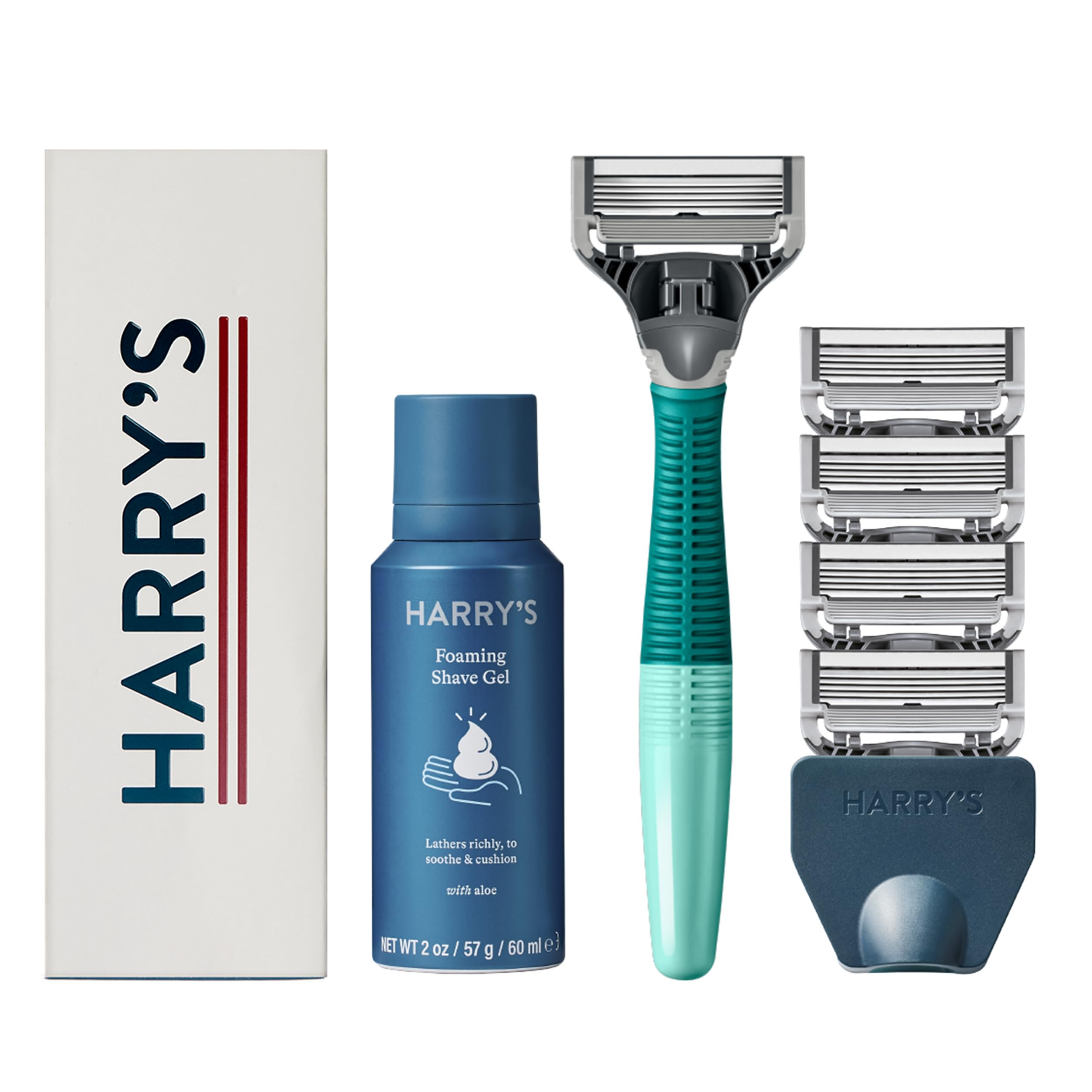 Harry's Razors for Men - Premium 5-Blade Razor Set with 5 Refills, Travel Cover & 2oz Sage Shave Gel | Smooth Shaving for Travel & Daily Grooming