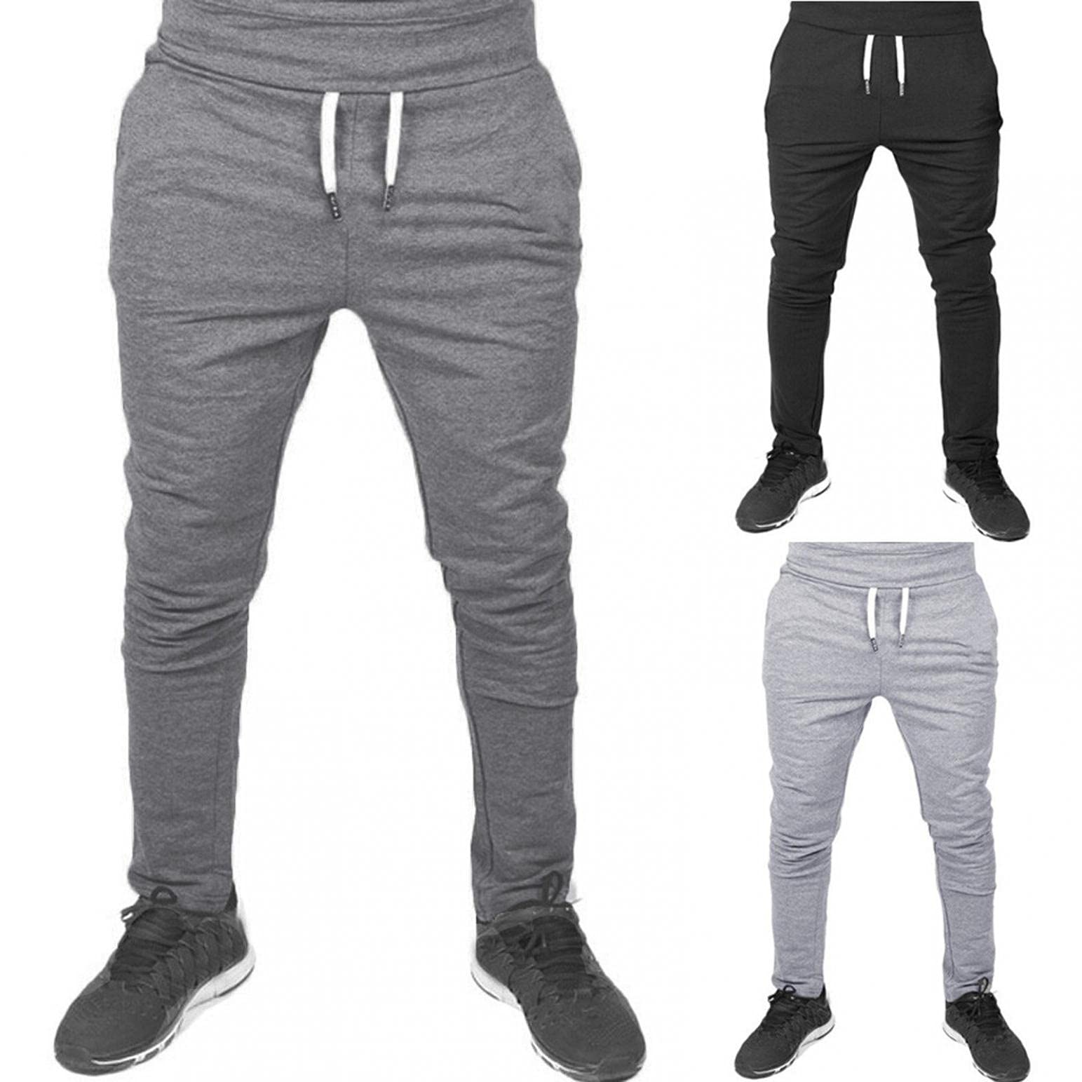 Men's Slim Fit Sweatpants - Solid Color Joggers, Athletic Workout Pants with Drawstring for Running & Gym | Casual Lounge & Sports Wear