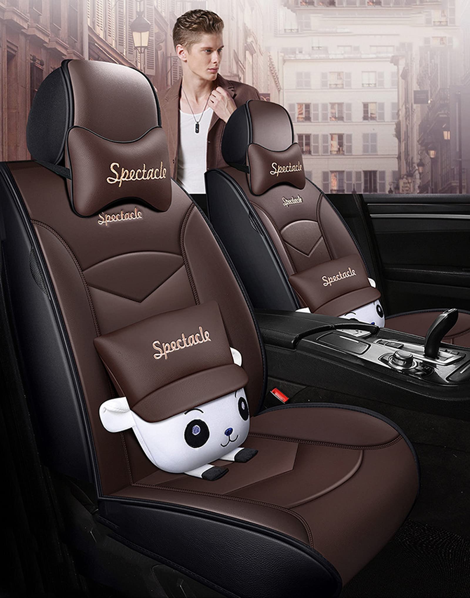 Premium Universal Leather Car Seat Covers for Buick GL8, Excelle, Enclave, VELITE 5, Envision & More - Durable Brown Auto Seat Protectors - Perfect for Daily Commute, Road Trips & Family Protection
