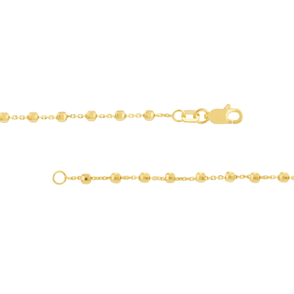 14K Gold Diamond Cut Beads Station Necklace - Elegant Layering Necklace for Women, Perfect for Weddings, Parties & Everyday Wear