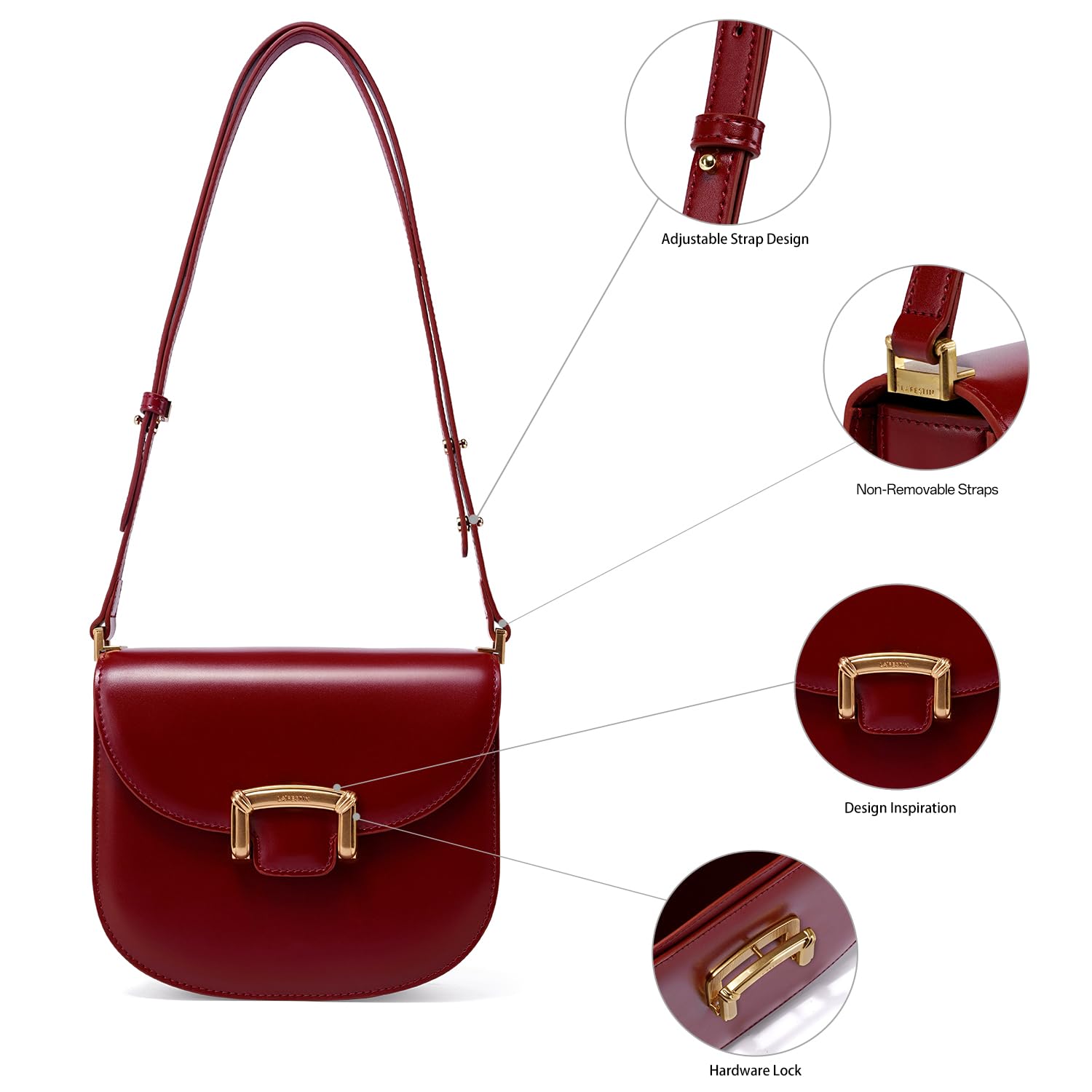 LAFESTIN Women's Small Split Leather Crossbody Purse - Adjustable Strap Shoulder Bag with Credit Card Slot | Perfect for Everyday Use, Travel & Shopping