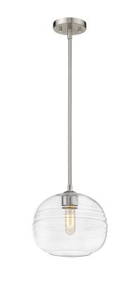 Hadley 1-Light Brushed Nickel Pendant Light Fixture - Modern Mini Chandelier for Kitchen Island, Dining Room, or Entryway Lighting