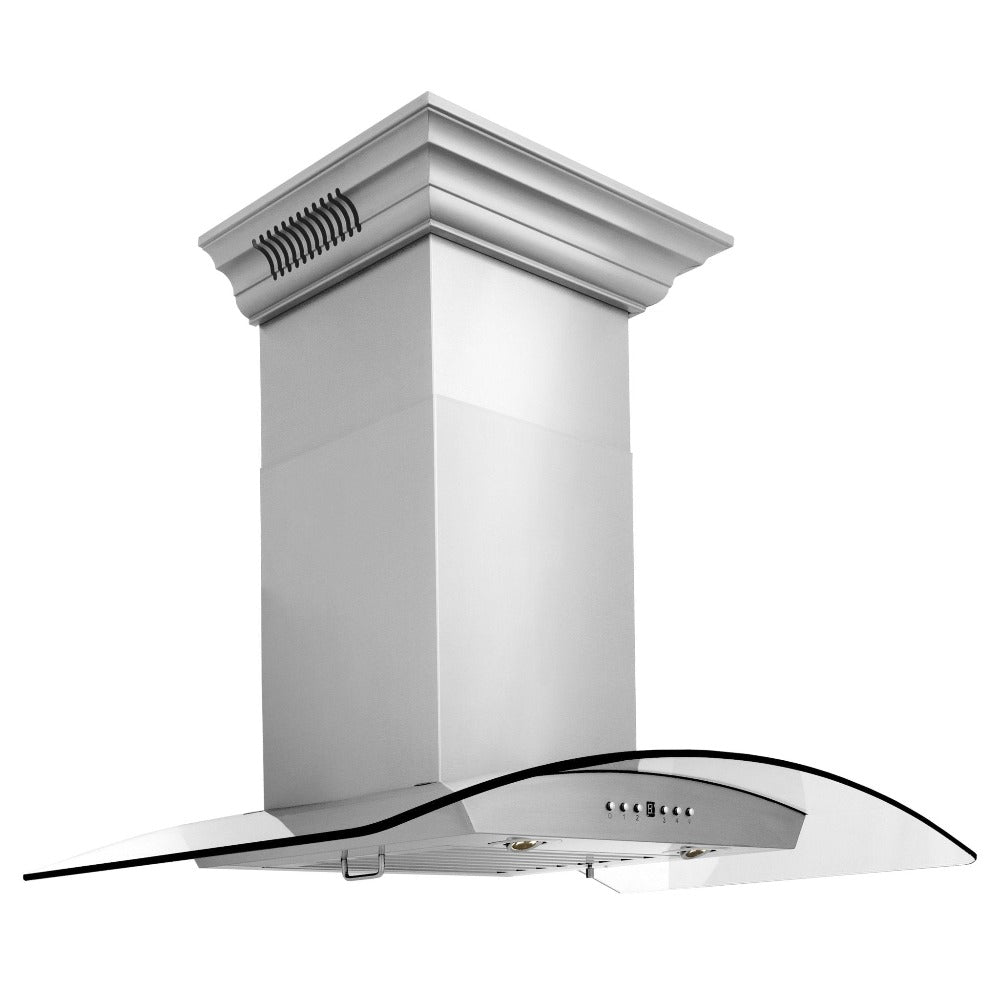 ZLINE Stainless Steel Wall Mount Range Hood with Built-in CrownSound Bluetooth Speakers (KZCRN BT) - Perfect for Modern Kitchens & Open-Concept Living Spaces