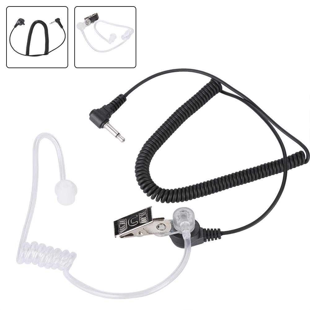 3.5mm Two-Way Radio Earpiece with PTT Mic & Acoustic Tube - Clear Security Headset for CB Radios | Police, Security, Construction & Outdoor Communication