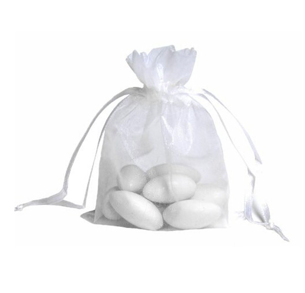 60 Pcs White Organza Gift Bags 6x9