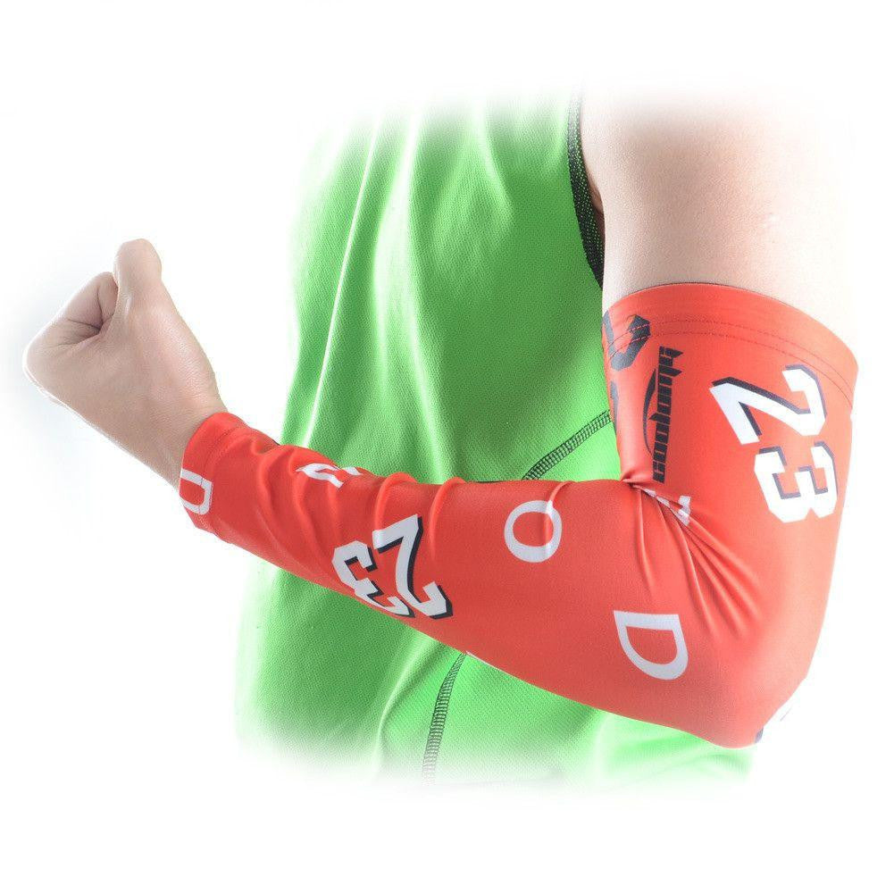 Anti-Slip Red Arm Sleeve for Basketball & Sports - Forever Number 23 Design - Perfect for Basketball Players, Gym Workouts & Outdoor Activities