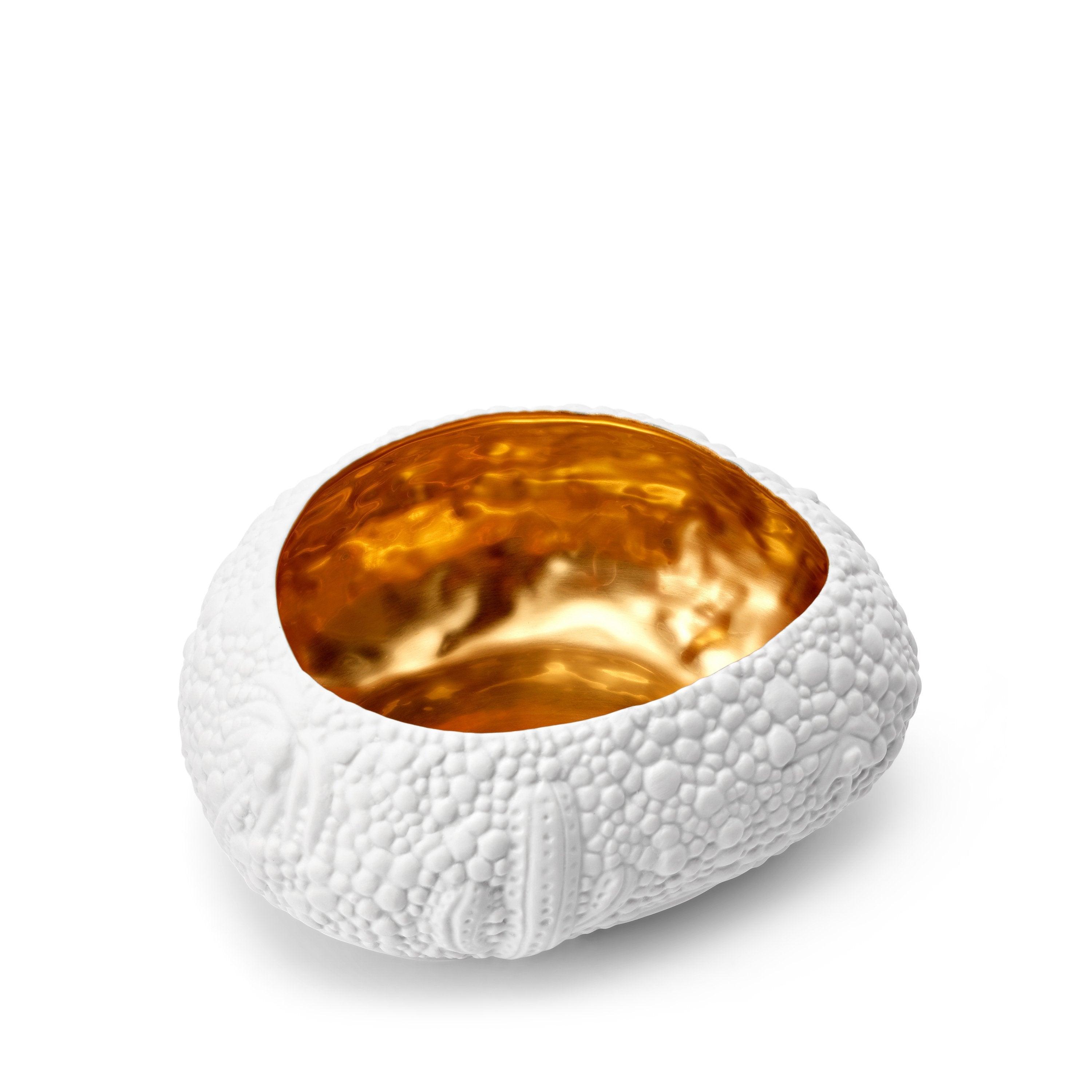 Haas Mojave Desert Bowl - Medium Size White & Gold Ceramic Serving Bowl - Perfect for Salads, Pasta, and Home Decor