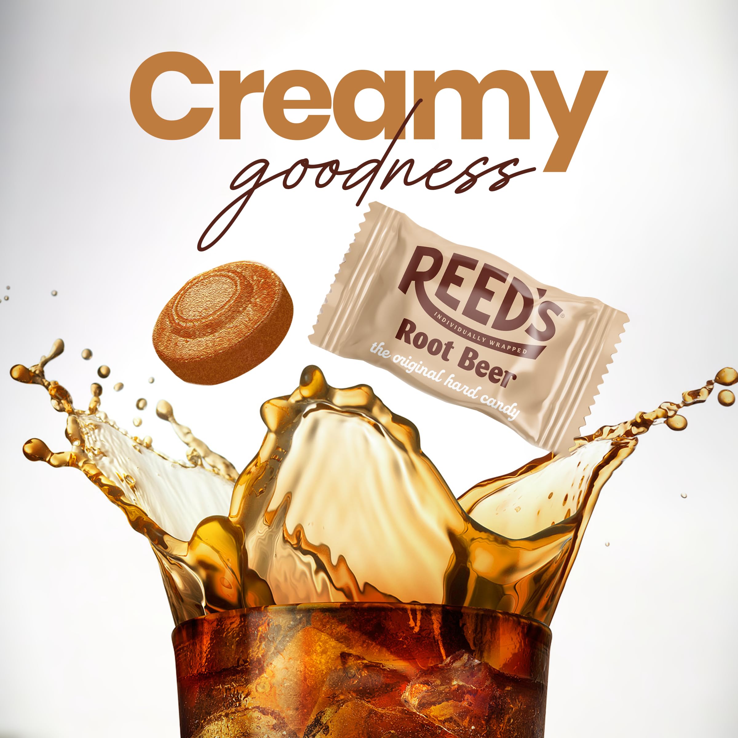 Reed's Individually Wrapped Root Beer Hard Candy - 6.25oz Peg Bag | Old-Fashioned Creamy Root Beer Flavor | Classic American Treat for Parties, Movie Nights & Gift Baskets