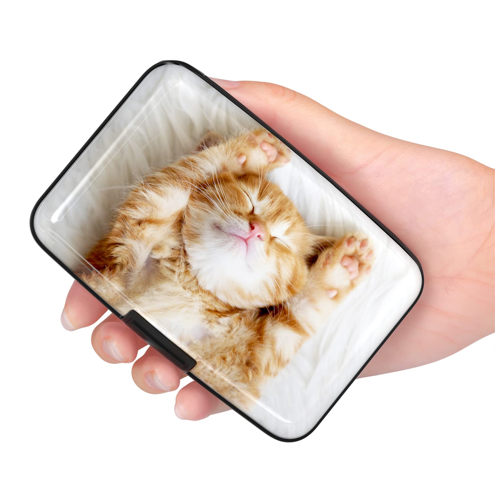 RFID Blocking Metal Credit Card Holder Wallet - Slim ID & Business Card Case for Women & Men - Cute Cat Design - Perfect for Travel, Work & Everyday Use