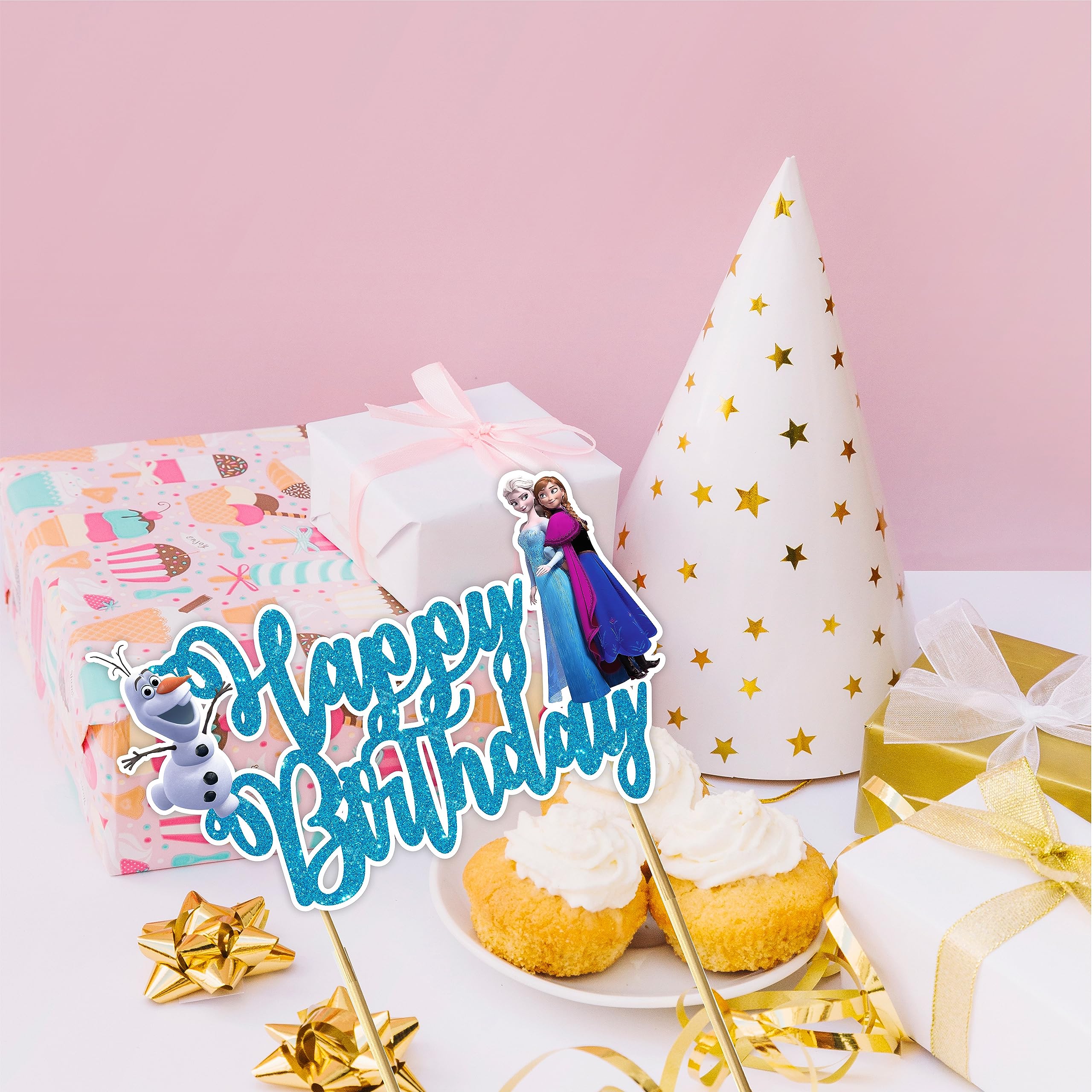 Frozen Happy Birthday Cake Topper - Premium Birthday Party Decorations for Disney Themed Celebrations, Baby Showers & Special Events