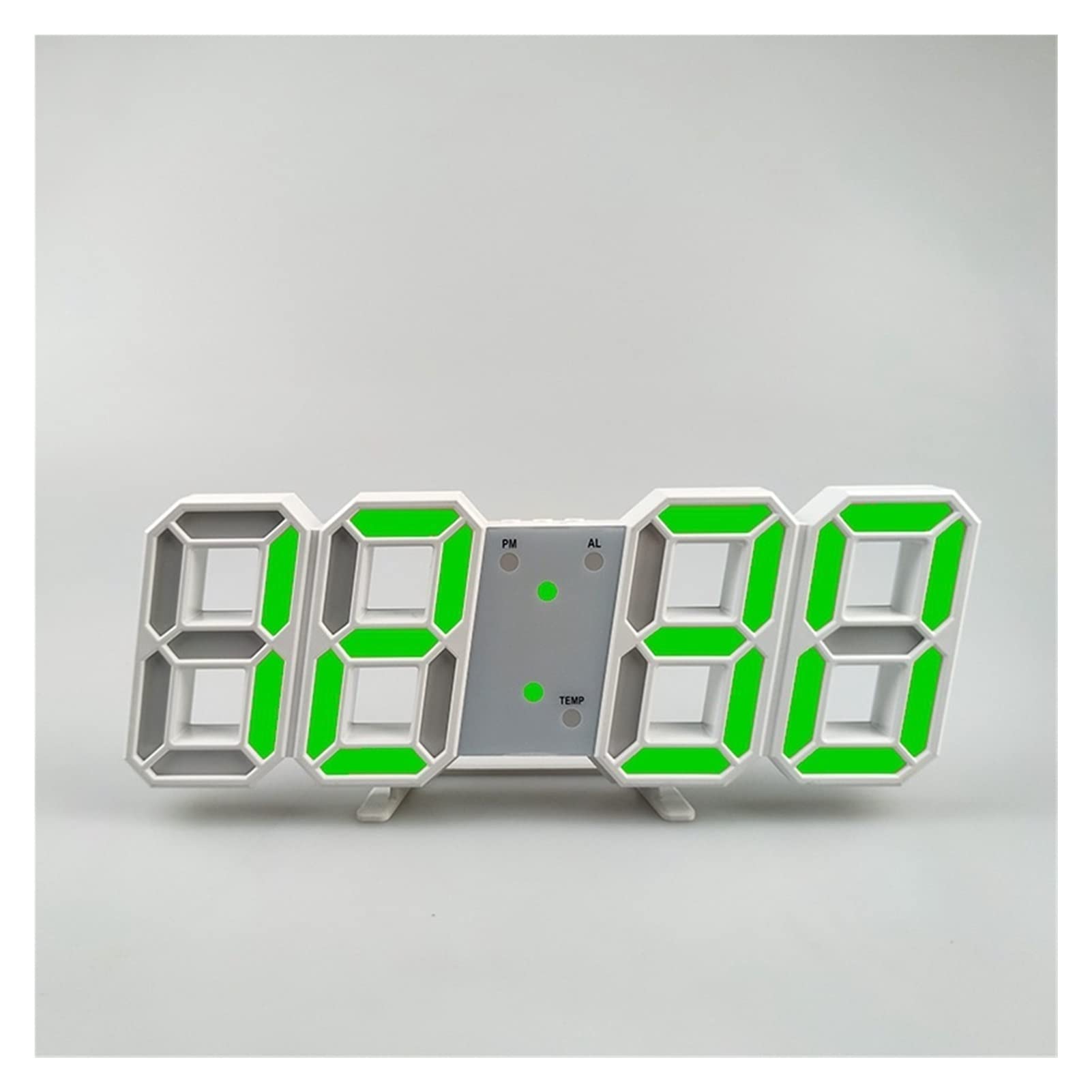 3D Large LED Digital Wall Clock with Date & Temperature Display - Green Backlight, Night Light, Alarm Clock for Living Room, Bedroom, Office, and Home Decor