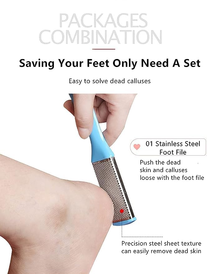 FAIRY FIRST Professional Pedicure Kit - Foot Scrubber, Callus Remover & Nail Repair Tools for Dead Skin Removal - Essential Foot Care Set for Smooth Heels & Soft Feet (Perfect for Home Spa, Salon Use & Travel)