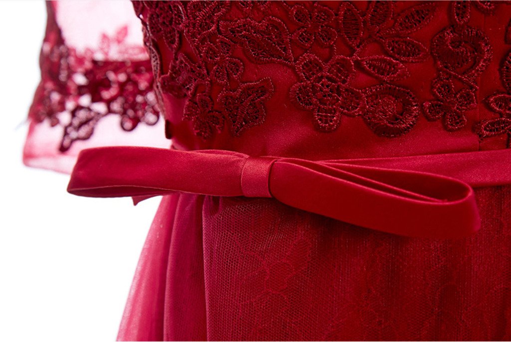 Elegant Women's Half Sleeves Lace Applique Tulle Long Formal Evening Dress for Prom, Wedding, Gala & Special Occasions