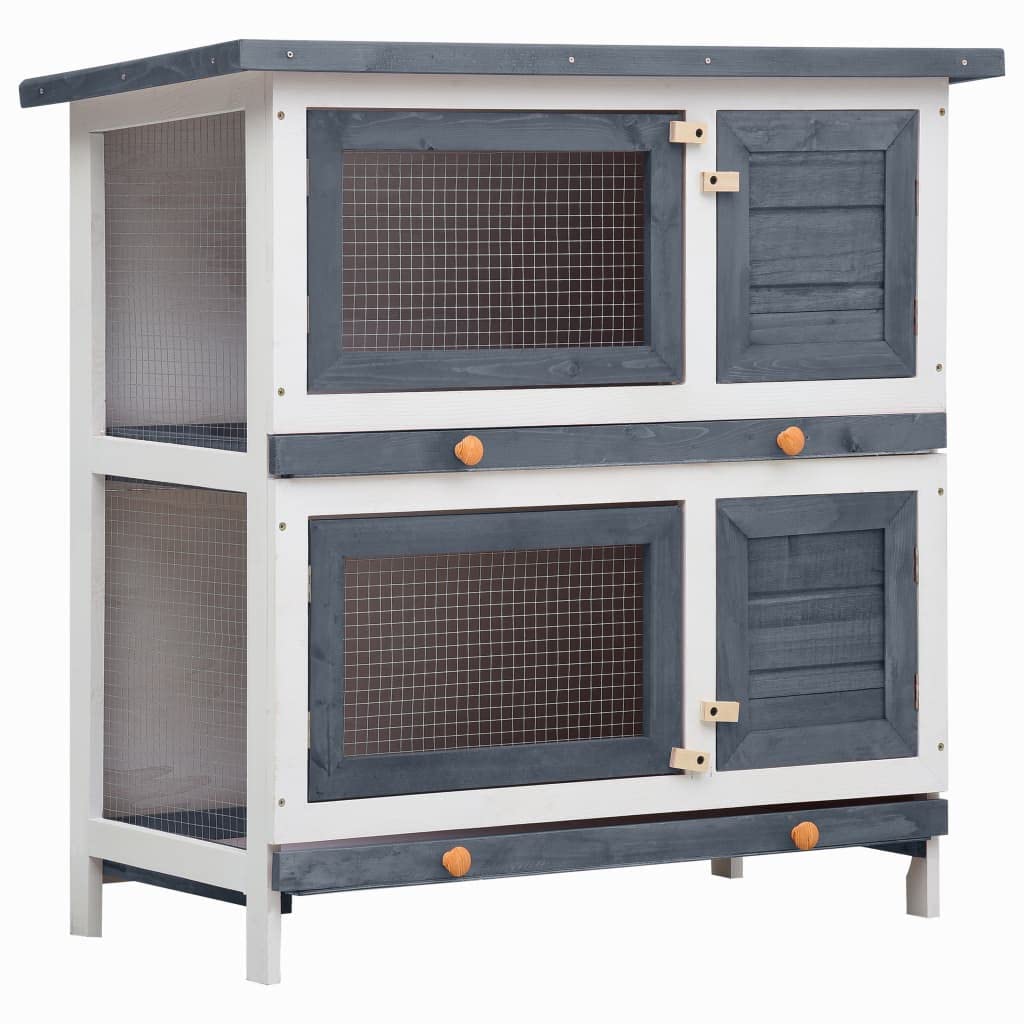 Premium Wooden Rabbit Hutch with 4 Doors - Outdoor Bunny Cage & Living House in Multiple Colors - Perfect for Backyard, Garden, or Patio Pet Shelter