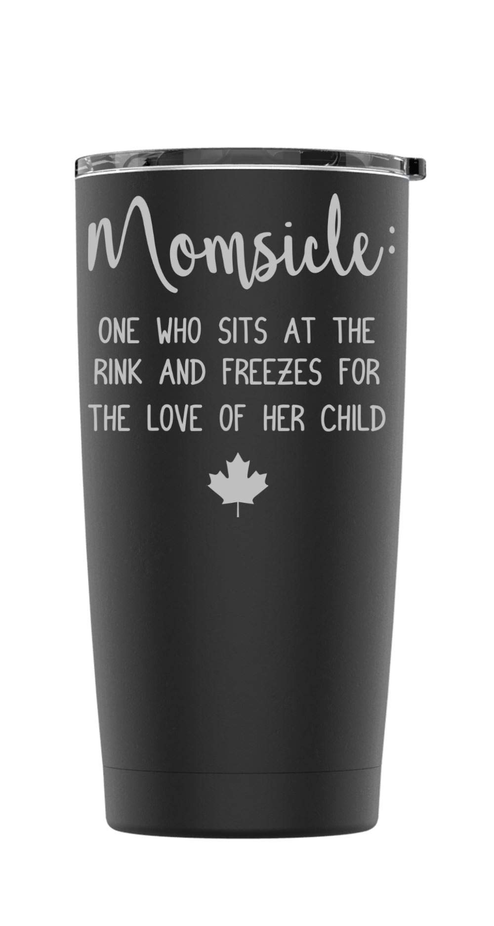 **Laser Engraved Stainless Steel Tumbler with Splash Proof Lid & 2 Straws - 20oz Triple Wall Vacuum Insulated Coffee Cup for Travel, Camping, Work & Gifts - Powder Coated Black (Momsicle Design)**    **Use Cases:** Perfect for keeping drinks hot or cold during travel, outdoor adventures, office use, or as a thoughtful personalized gift for moms and loved ones.