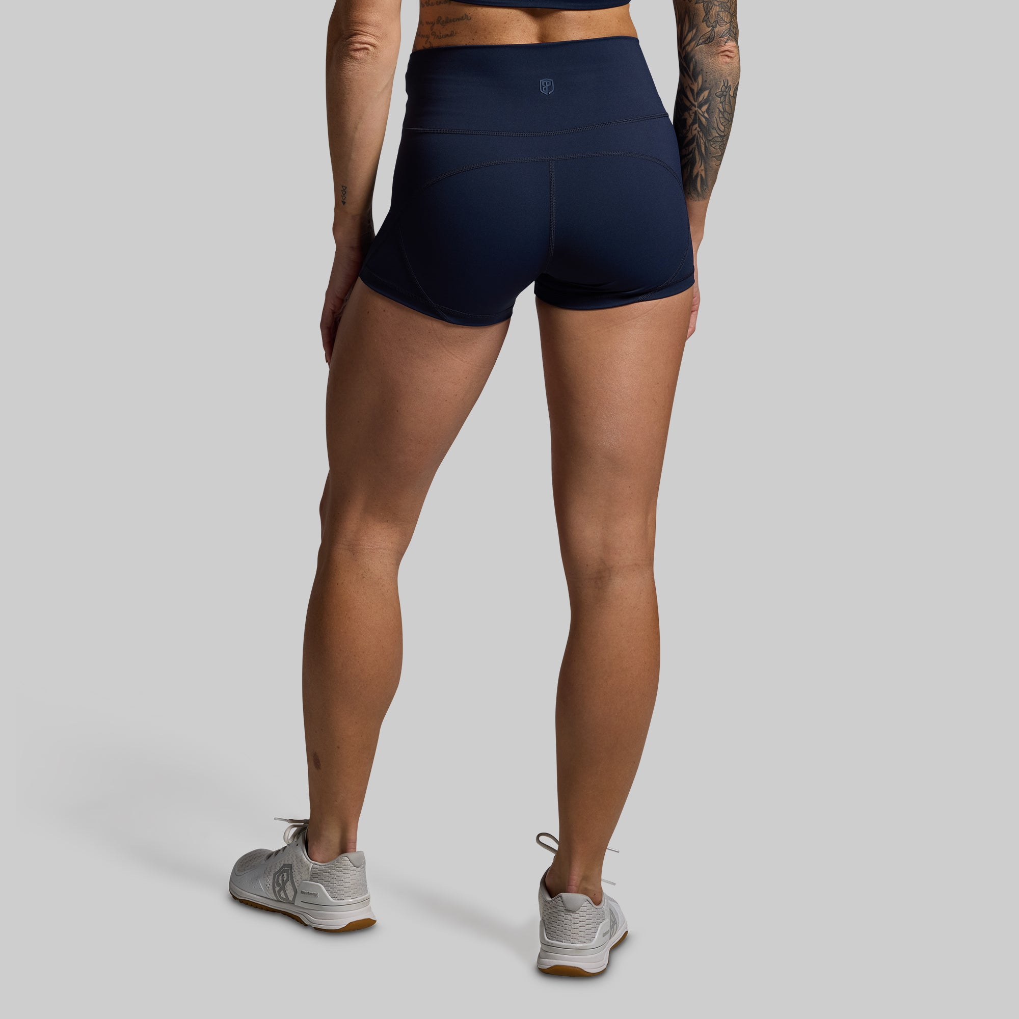 Best High Waisted Booty Shorts for Women - BP Navy - Comfortable & Sexy Workout Shorts for Gym, Yoga, Running & Lounge Wear