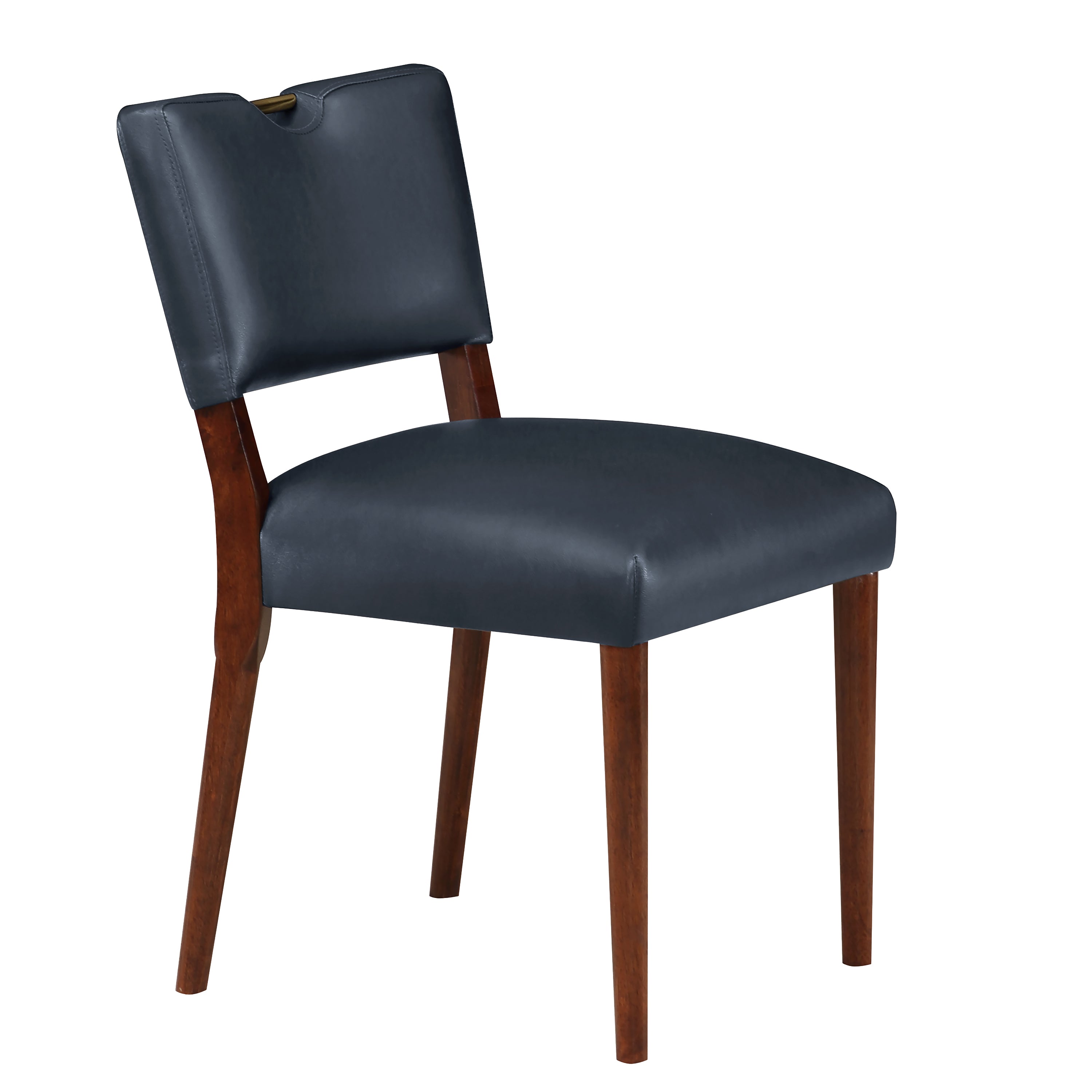 Bryson Midnight Blue Faux Leather Dining Chairs Set of 2 - Modern PU Leather Kitchen Chairs for Dining Room, Breakfast Nook & Home Office
