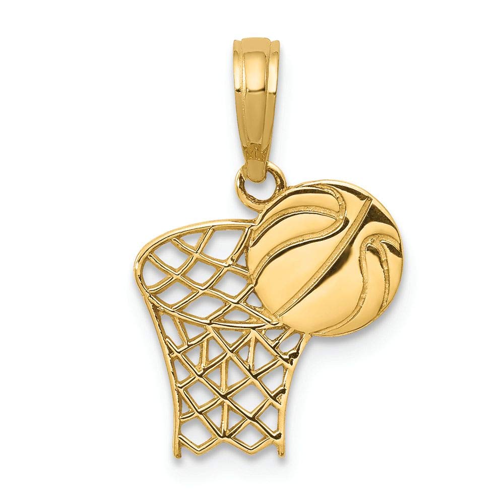 FJC Finejewelers 14k Yellow Gold Basketball Hoop & Ball Charm Pendant - Perfect Gift for Basketball Lovers & Jewelry Collectors - Great for Necklaces, Bracelets & Special Occasions