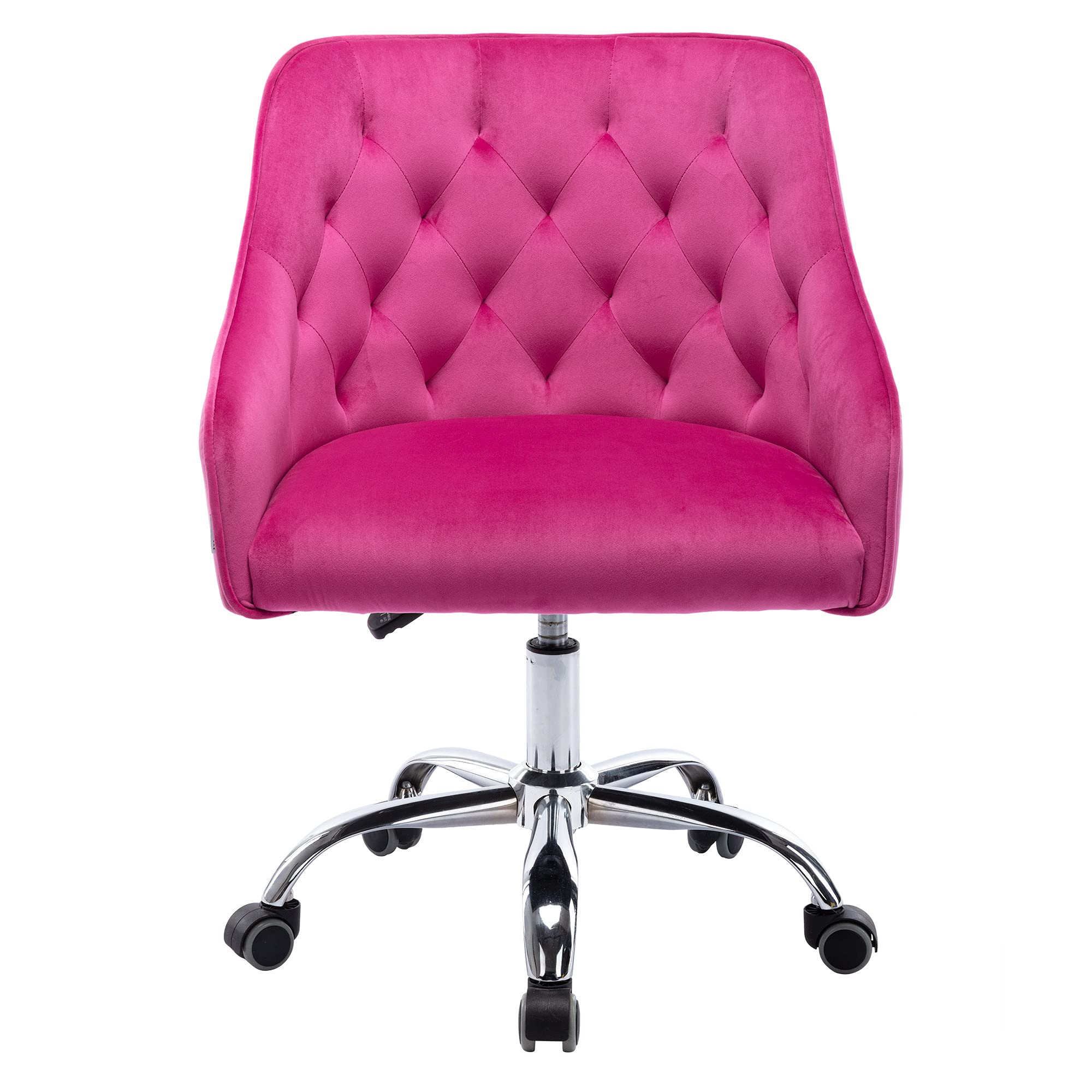 Elegant Velvet Swivel Office Chair with Adjustable Height & Wheels - Modern Upholstered Task Chair for Women, Girls - Perfect for Home Office, Living Room & Bedroom (Red)