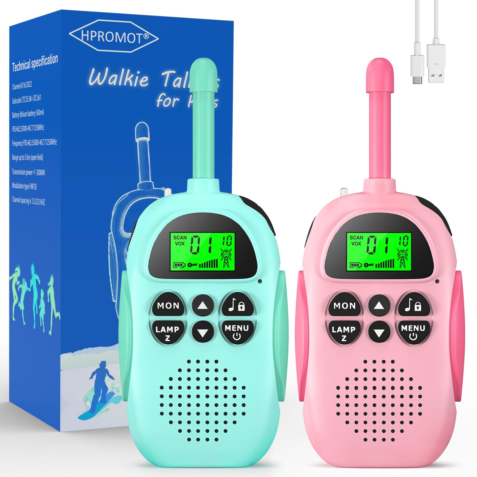 **Rechargeable Walkie Talkies for Kids Ages 3-12 - 22 Channel 2-Way Radios for Boys & Girls, Perfect for Camping, Hiking & Outdoor Play - Great Christmas, Birthday & Easter Gift Ideas**