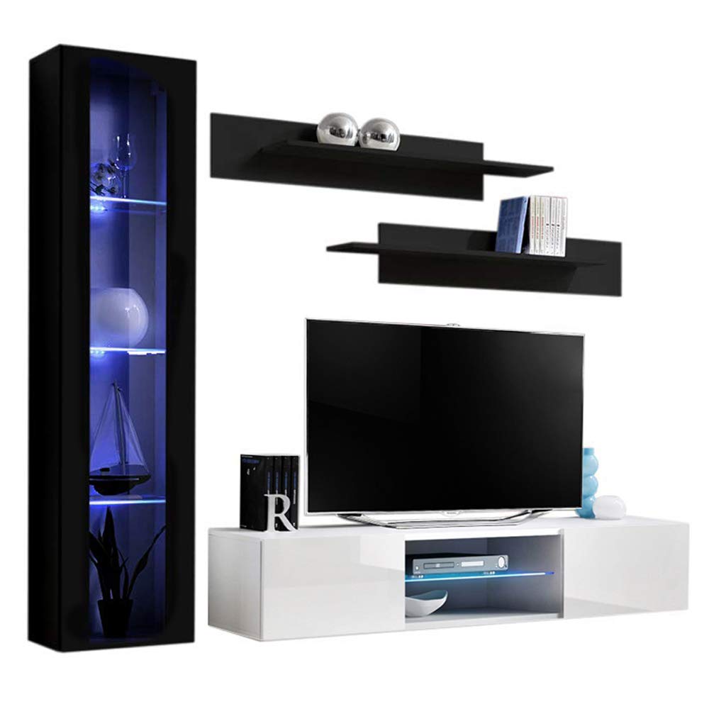 Modern Floating TV Stand with Storage & LED Lights - Wall-Mounted Entertainment Center for Living Room & Bedroom - Meble G2 33