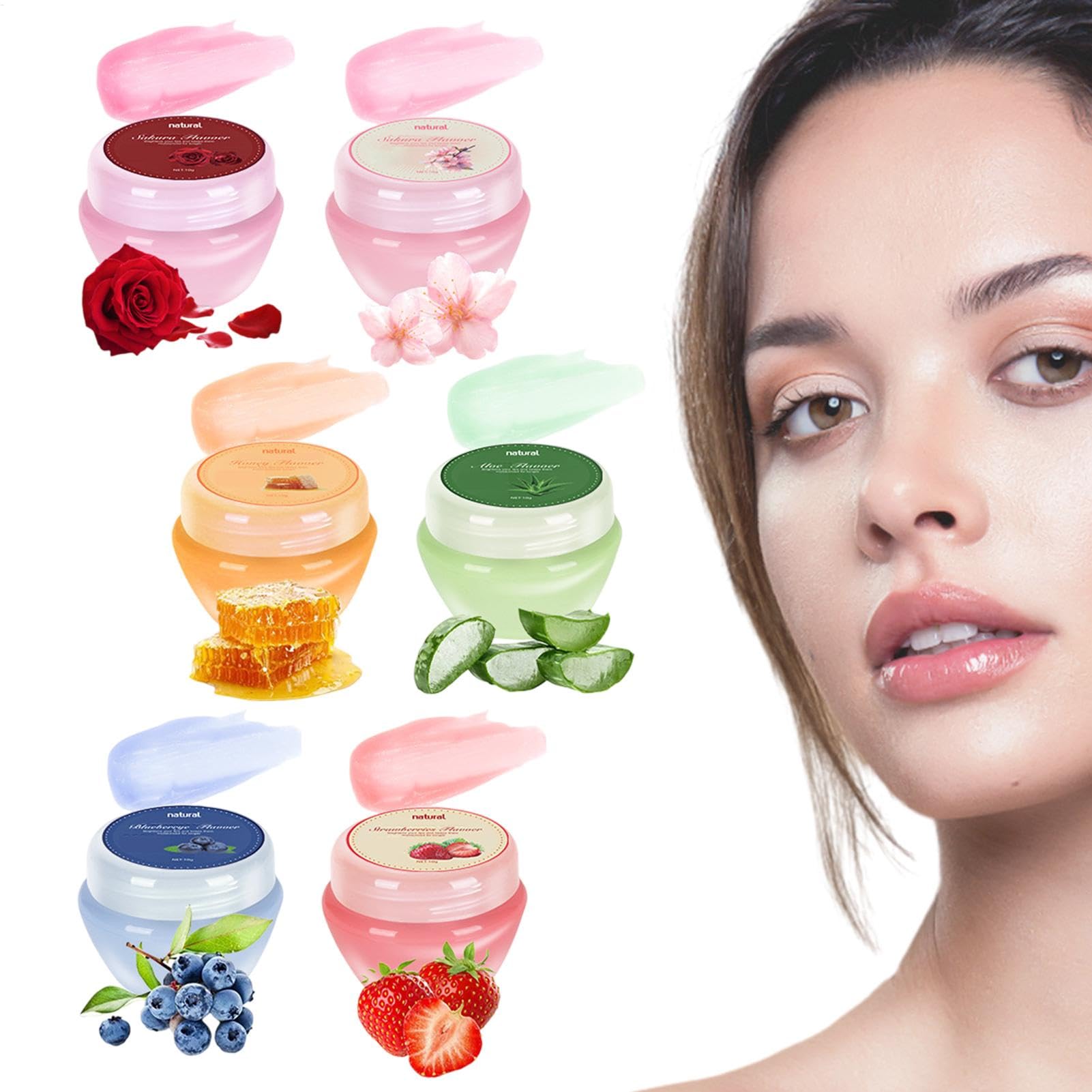 Natural Lip Balm Set - 6 Pack Moisturizing & Nourishing Lip Care with Plant Ingredients | Hydrating Lip Treatment for Dry Lips | Perfect for Work, School, Travel, Dates & Overnight Use