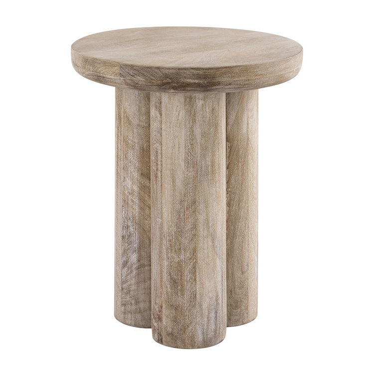 Morris Cerused Accent Table - 16 x 20 Inch Natural Wood Side Table for Living Room, Bedroom & Entryway | Modern Farmhouse Decor