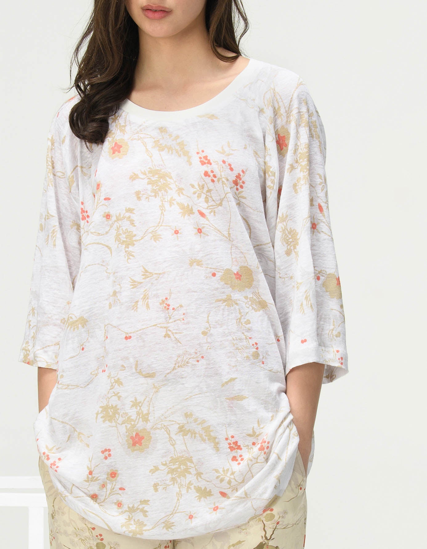 Breathable Linen Jersey Half Sleeve T-Shirt in Ivory - Perfect for Summer Casual Wear & Outdoor Activities