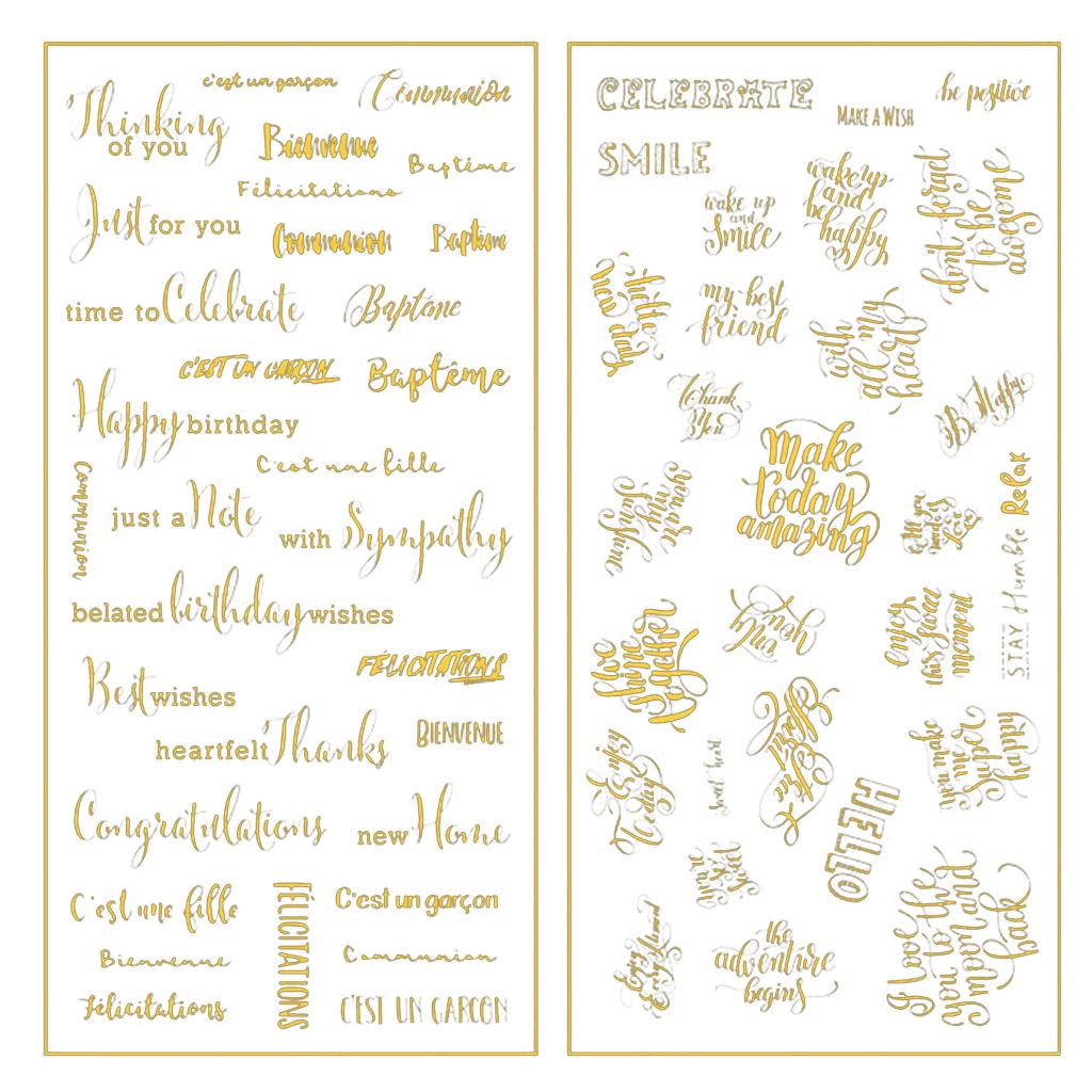 2PCS/Set Shiny Gold Transparent Resin Stickers for Jewelry Making, DIY Crafts, Silicone Mold Decoration - Resin Supplies Kit with Wishes Craft Stickers - Perfect for DIY Gifts, Scrapbooking, and Home Decor Projects
