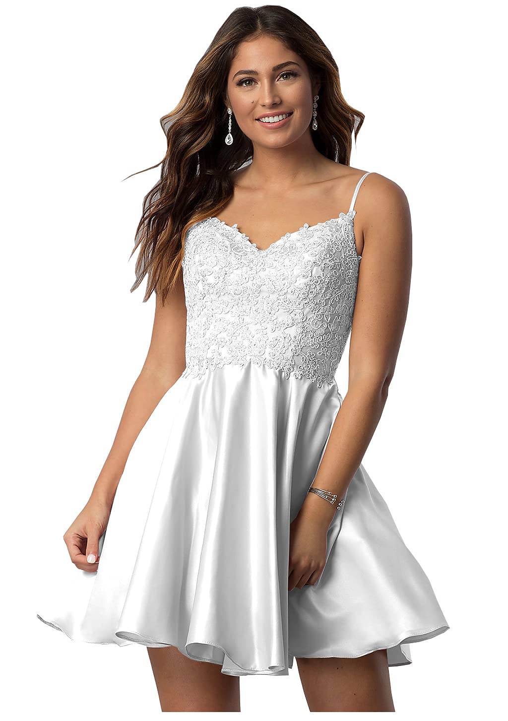 Elegant Women's Lace Beaded Homecoming Dress with Spaghetti Straps - Short Prom Formal Gown for Party, Dance & Special Occasions