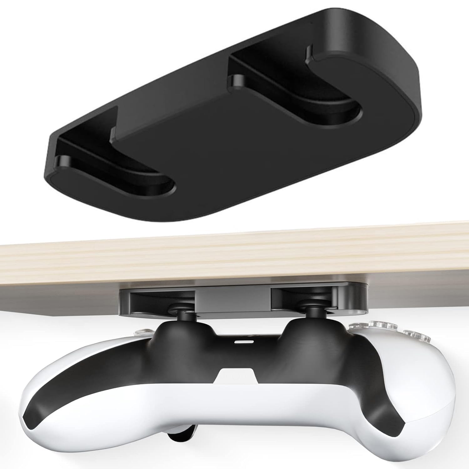 PS5 & PS4 Controller Stand - Under Desk Mount Holder for PlayStation 5/4 Controllers - Gaming Desk Organizer for Better Cable Management (1-Pack) - Perfect for Gaming Setups & Home Office Desks