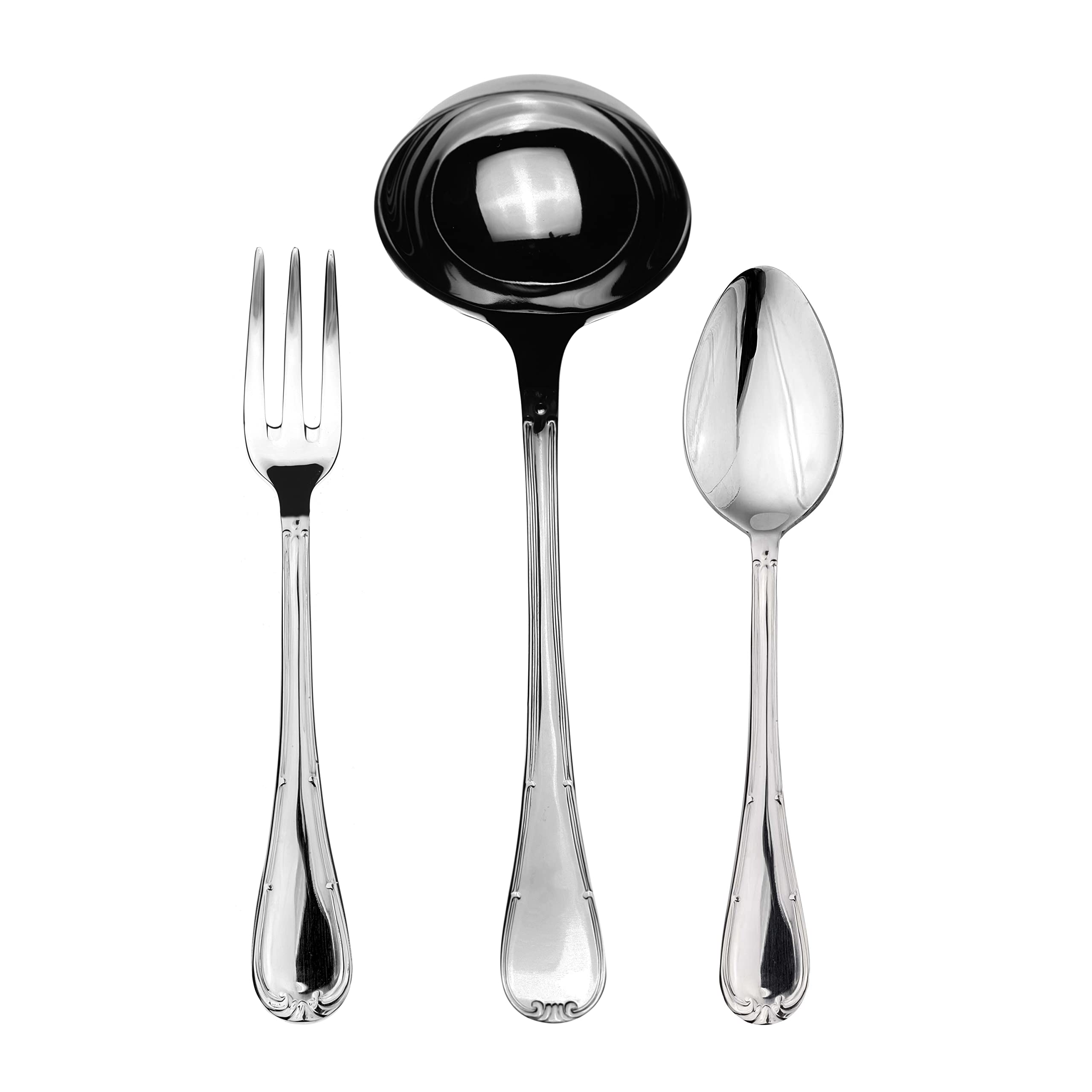 Premium MEPRA Stainless Steel Flatware Set - 18/10 Silver Mirror Polish, 45-Piece Dinnerware for 8 - Elegant Cutlery Set for Wedding, Holiday, and Formal Dining