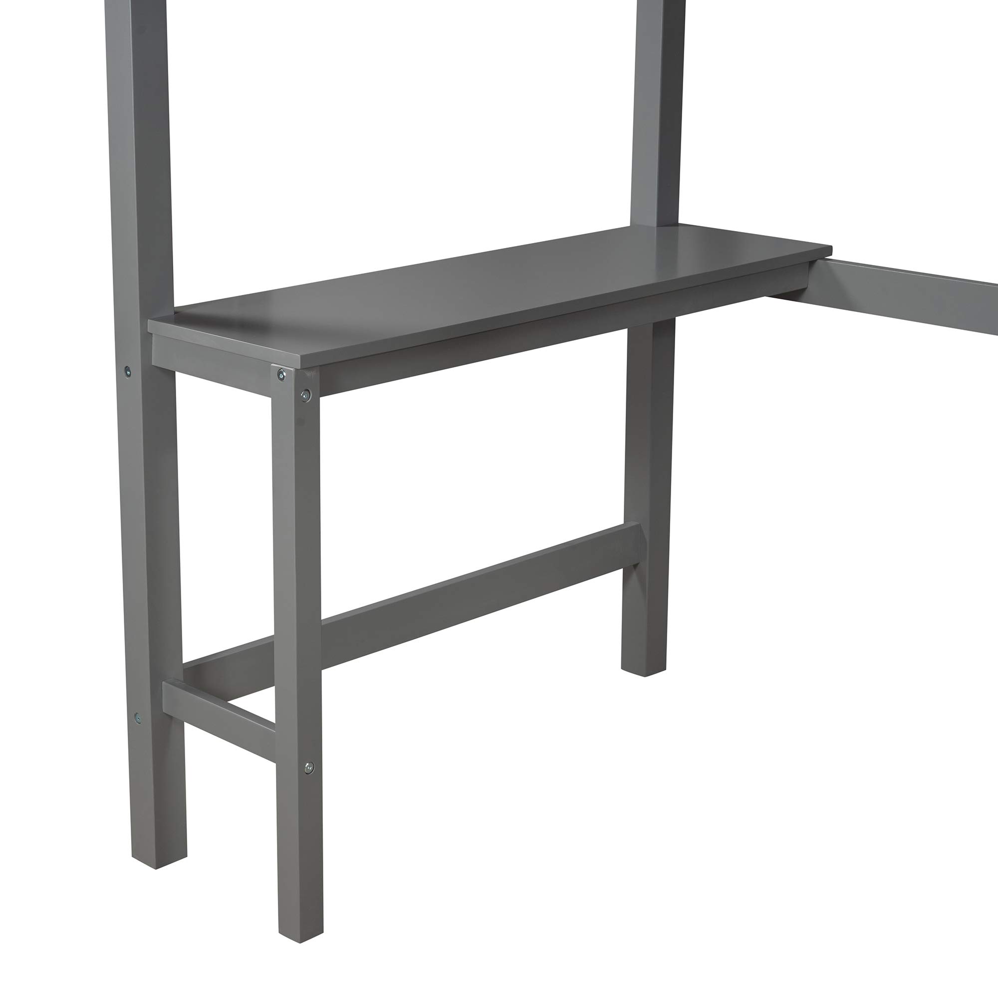 Merax Twin Size Loft Bed with Study Desk - Sturdy Wooden Bunk Bed Frame with Safety Ladder & Guardrail - Space-Saving Kids/Teens Loft Bed in Gray - Perfect for Small Bedrooms, Dorm Rooms & Studio Apartments