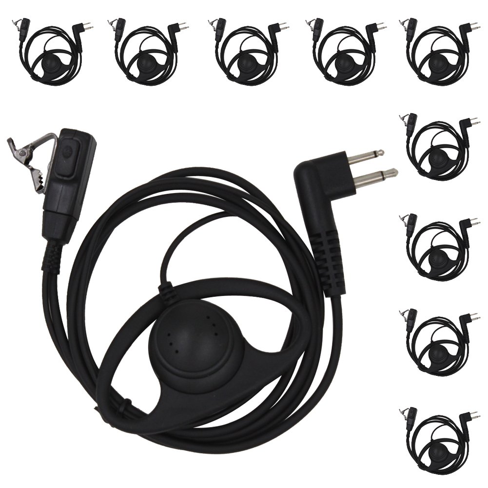 KENMAX 2 Pin D-Shape Earpiece Headset for Motorola Two-Way Radios - Compatible with GP88, GP300, CT150, P040, PRO1150, SP10, XTN500 - Ideal for Security, Construction & Outdoor Communication