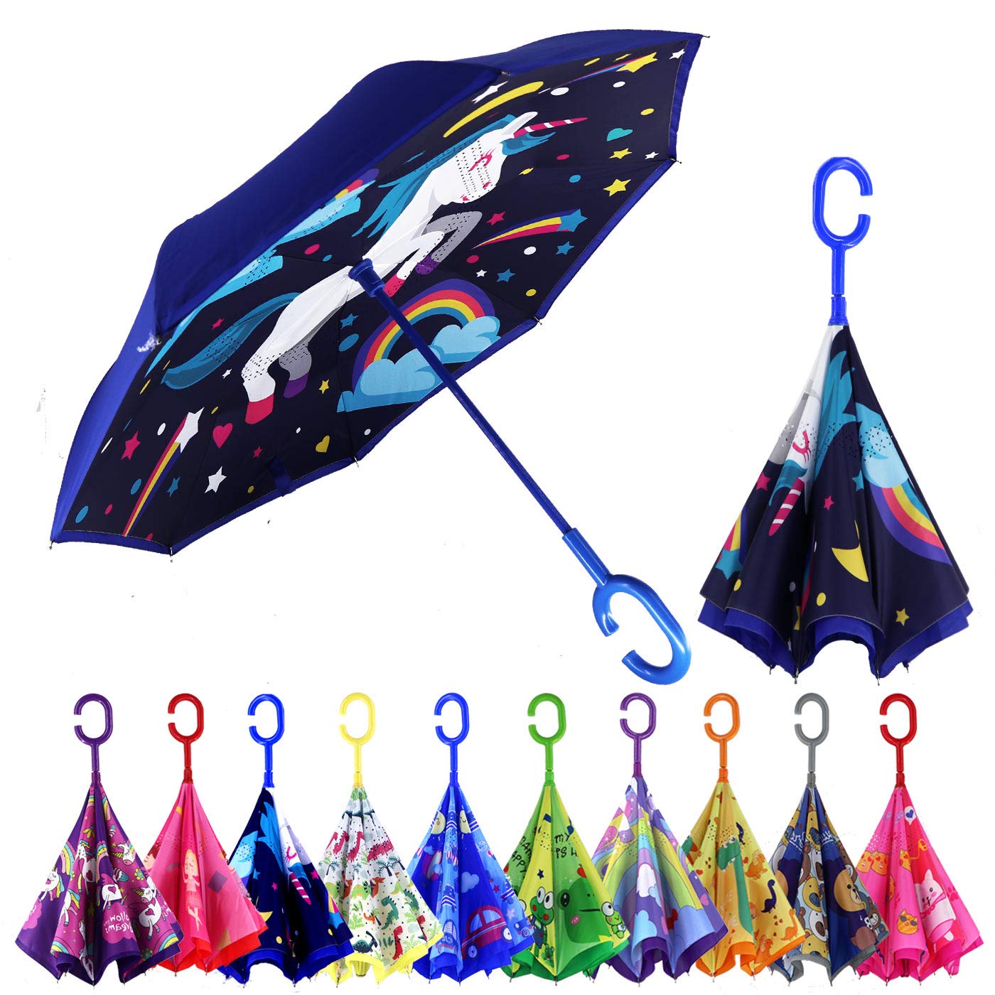 MRTLLOA Reverse Kids Umbrella for Girls & Boys Age 4-13 - Double Layer Windproof Inverted Umbrella for Rain Protection | Perfect for School, Outdoor Play & Travel Accessories