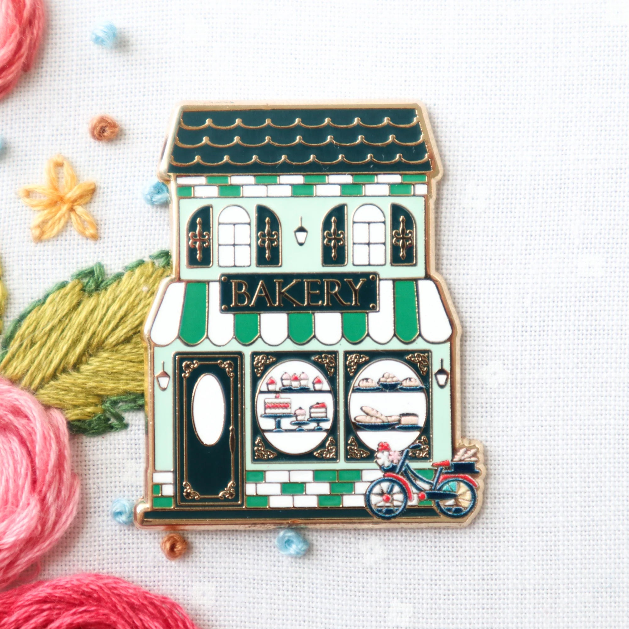Flamingo Toes Bakery Main Street Needle Minder - Magnetic Pin Holder for Sewing, Quilting & Embroidery Projects | Perfect for Crafters & DIY Enthusiasts