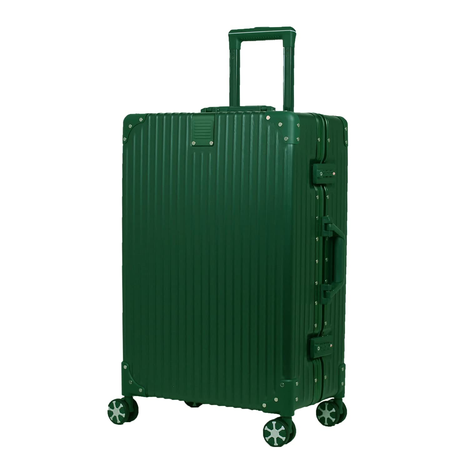 Durable Frame Hardside Spinner Luggage Suitcase - 6 Colors & 5 Sizes (Large, Green) for Travel, Business Trips & Vacations [71-22029-60]